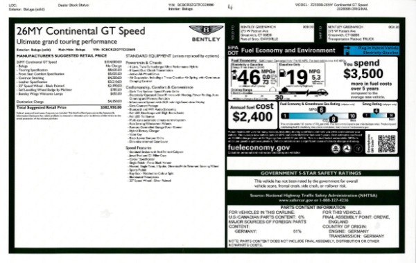 New 2026 Bentley Continental GT Speed for sale $382,950 at Maserati of Westport in Westport CT 06880 26