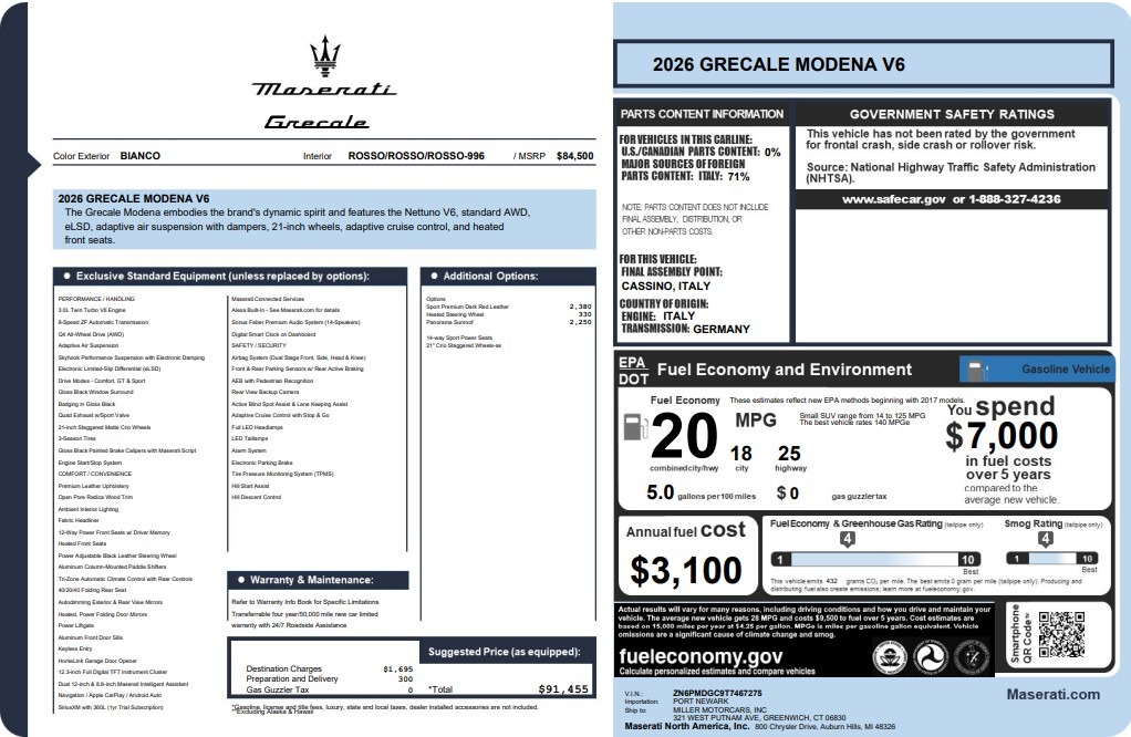 New 2026 Maserati Grecale Modena for sale $91,455 at Maserati of Westport in Westport CT 06880 1