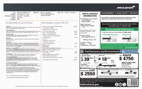 Used 2024 McLaren Artura TechLux for sale $175,900 at Maserati of Westport in Westport CT 06880 6