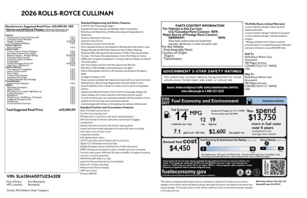 Used 2026 Rolls-Royce Cullinan for sale $425,900 at Maserati of Westport in Westport CT 06880 9