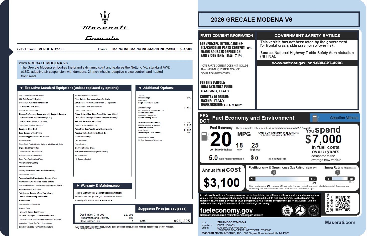 New 2026 Maserati Grecale Modena V6 for sale $96,295 at Maserati of Westport in Westport CT 06880 1