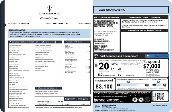 New 2026 Maserati GranCabrio for sale $178,105 at Maserati of Westport in Westport CT 06880 25