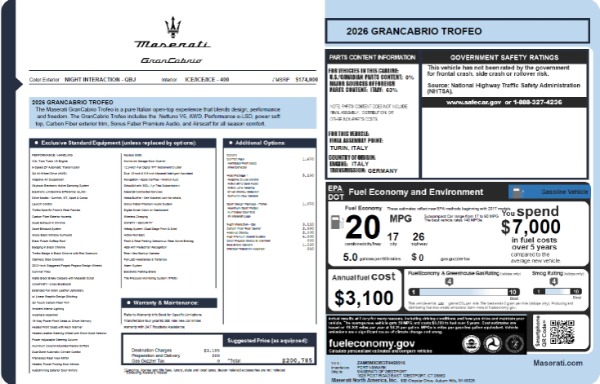 New 2026 Maserati GranCabrio Trofeo for sale $200,785 at Maserati of Westport in Westport CT 06880 23