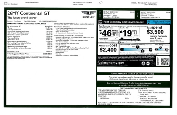 New 2026 Bentley Continental GT for sale $328,160 at Maserati of Westport in Westport CT 06880 26