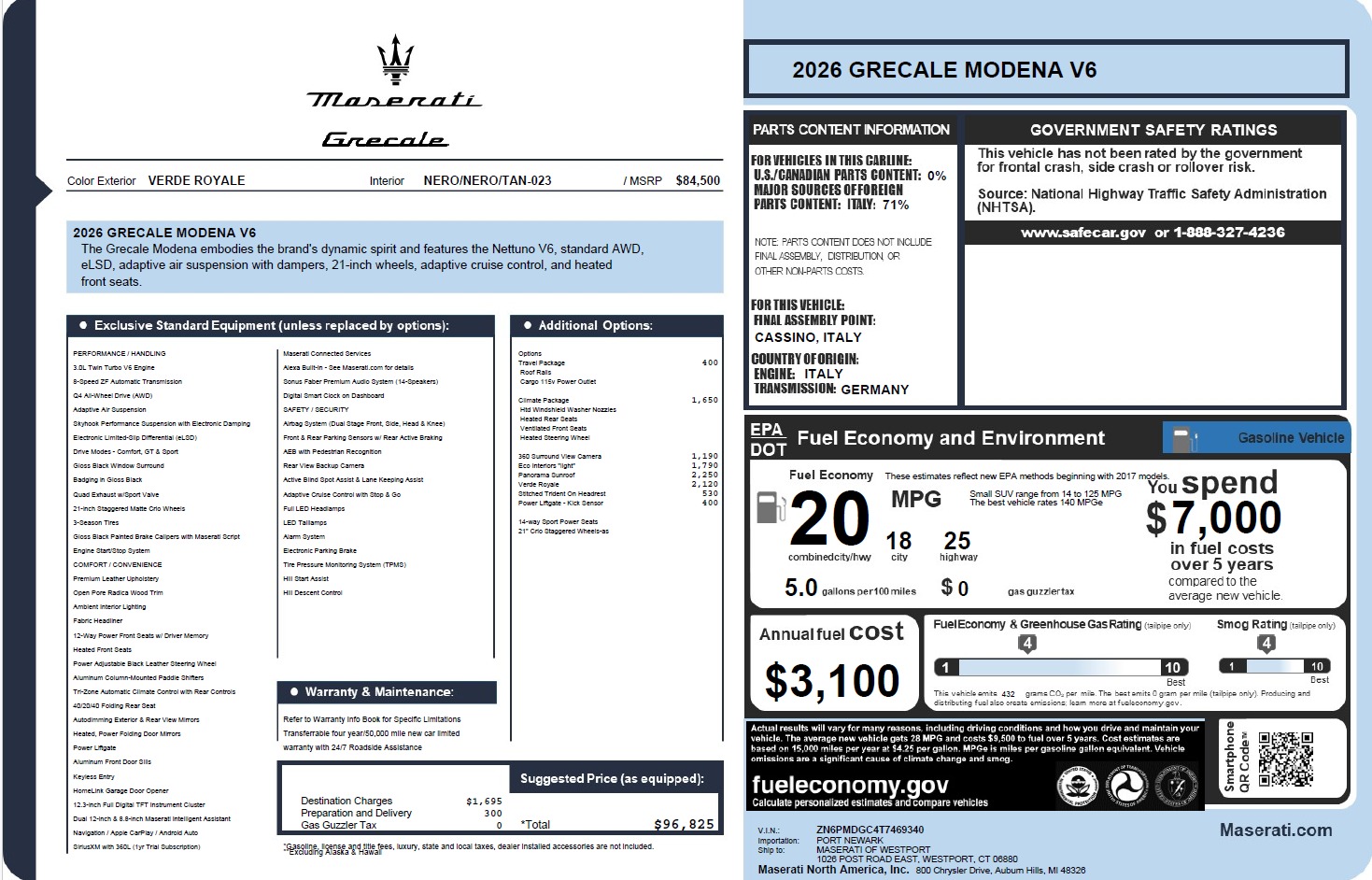 New 2026 Maserati Grecale Modena V6 for sale $96,825 at Maserati of Westport in Westport CT 06880 1