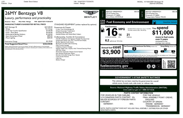 New 2026 Bentley Bentayga V8 for sale $244,330 at Maserati of Westport in Westport CT 06880 10