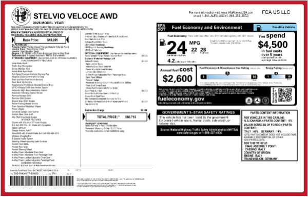 New 2026 Alfa Romeo Stelvio Veloce for sale $60,715 at Maserati of Westport in Westport CT 06880 25