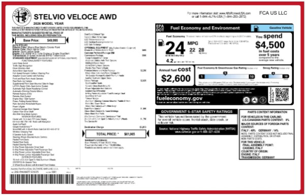 New 2026 Alfa Romeo Stelvio Veloce for sale $60,694 at Maserati of Westport in Westport CT 06880 26