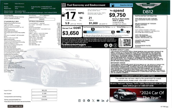 New 2026 Aston Martin DB12 S Volante for sale Call for price at Maserati of Westport in Westport CT 06880 14