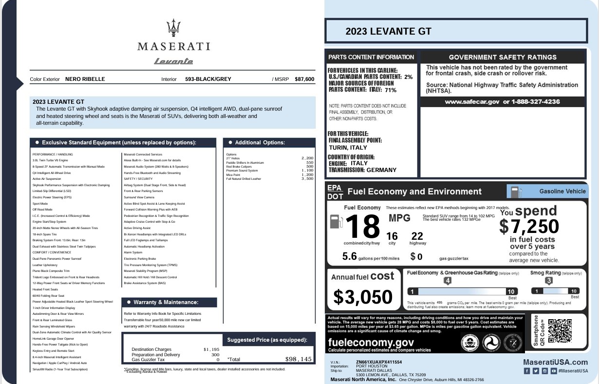 Used 2023 Maserati Levante GT for sale $49,900 at Maserati of Westport in Westport CT 06880 1